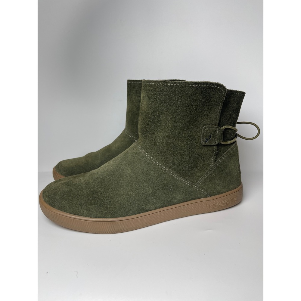 Koolaburra by UGG Womens Suede Tassel Ankle Boots Olive Green Flat Bootie 6 M